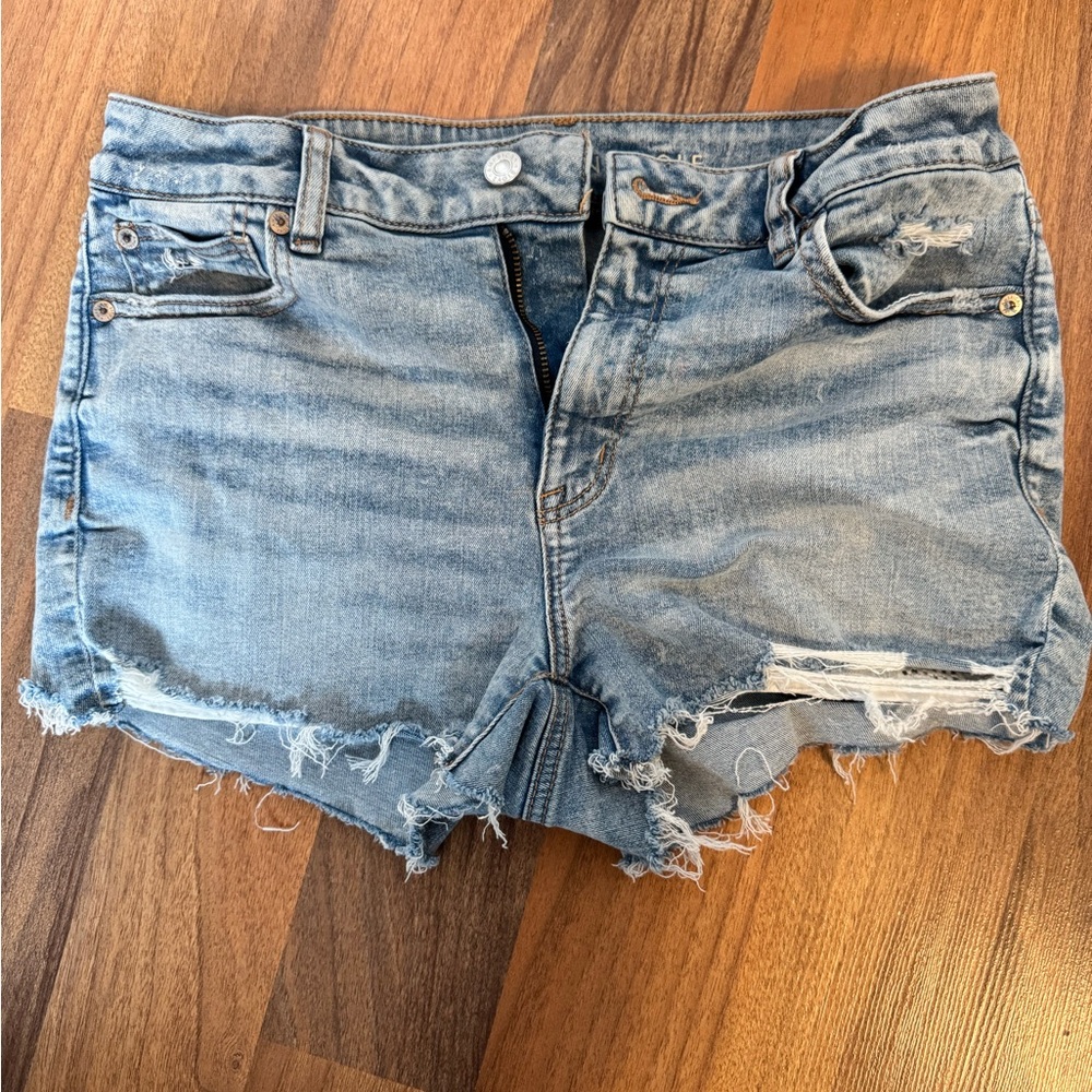 American Eagle Outfitters Light Blue Distressed Jean Shorts
